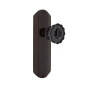 Nostalgic Warehouse Deco Solid Brass Rose Privacy Door Knob Set with Black Crystal Knob and 2-3/8" Backset Timeless Bronze