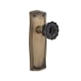 Nostalgic Warehouse Prairie Solid Brass Rose Privacy Door Knob Set with Black Crystal Knob for 2-3/8" Backset Antique Brass