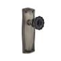 Nostalgic Warehouse Prairie Solid Brass Rose Privacy Door Knob Set with Black Crystal Knob for 2-3/8" Backset Antique Pewter