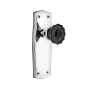 Nostalgic Warehouse Prairie Solid Brass Rose Privacy Door Knob Set with Black Crystal Knob for 2-3/8" Backset Bright Chrome