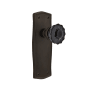 Nostalgic Warehouse Prairie Solid Brass Rose Privacy Door Knob Set with Black Crystal Knob for 2-3/8" Backset Oil-Rubbed Bronze