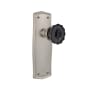 Nostalgic Warehouse Prairie Solid Brass Rose Privacy Door Knob Set with Black Crystal Knob for 2-3/8" Backset Satin Nickel