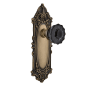 Nostalgic Warehouse Victorian Rose Privacy Door Knob Set with Black Crystal Knob for 2-3/4" Backset Antique Brass