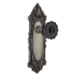 Nostalgic Warehouse Victorian Rose Privacy Door Knob Set with Black Crystal Knob for 2-3/4" Backset Antique Pewter