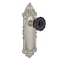 Nostalgic Warehouse Victorian Rose Privacy Door Knob Set with Black Crystal Knob for 2-3/4" Backset Satin Nickel