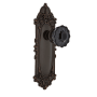 Nostalgic Warehouse Victorian Rose Privacy Door Knob Set with Black Crystal Knob for 2-3/4" Backset Timeless Bronze