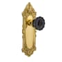 Nostalgic Warehouse Victorian Rose Privacy Door Knob Set with Black Crystal Knob for 2-3/4" Backset Unlacquered Brass