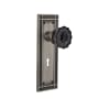 Nostalgic Warehouse Mission Solid Brass Rose Privacy Door Knob Set with Black Crystal Knob and Decorative Keyhole for 2-3/8" Backset Antique Pewter