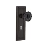 Nostalgic Warehouse Mission Solid Brass Rose Privacy Door Knob Set with Black Crystal Knob and Decorative Keyhole for 2-3/8" Backset Timeless Bronze