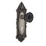 Nostalgic Warehouse Victorian Rose Privacy Door Knob Set with Black Crystal Knob and Decorative Skeleton Keyhole for 2-3/4" Backset Antique Pewter