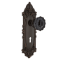 Nostalgic Warehouse Victorian Rose Privacy Door Knob Set with Black Crystal Knob and Decorative Skeleton Keyhole for 2-3/4" Backset Timeless Bronze