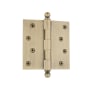 Nostalgic Warehouse 4" x 4" Plain Bearing Square Corner Mortise Hinge with Ball Tip Antique Brass