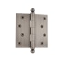 Nostalgic Warehouse 4" x 4" Plain Bearing Square Corner Mortise Hinge with Ball Tip Antique Pewter