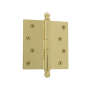 Nostalgic Warehouse 4" x 4" Plain Bearing Square Corner Mortise Hinge with Ball Tip Polished Brass