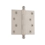 Nostalgic Warehouse 4" x 4" Plain Bearing Square Corner Mortise Hinge with Ball Tip Satin Nickel