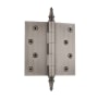 Nostalgic Warehouse 4" x 4" Plain Bearing Square Corner Mortise Hinge with Steeple Tip Antique Pewter