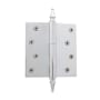 Nostalgic Warehouse 4" x 4" Plain Bearing Square Corner Mortise Hinge with Steeple Tip Bright Chrome