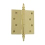 Nostalgic Warehouse 4" x 4" Plain Bearing Square Corner Mortise Hinge with Steeple Tip Polished Brass