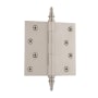 Nostalgic Warehouse 4" x 4" Plain Bearing Square Corner Mortise Hinge with Steeple Tip Satin Nickel