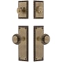 Nostalgic Warehouse Solid Brass Neoclassical Single Cylinder Keyed Entry Knob Set and Deadbolt Combo with Neoclassical Rose and 2-3/8" Backset Antique Brass