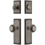 Nostalgic Warehouse Solid Brass Neoclassical Single Cylinder Keyed Entry Knob Set and Deadbolt Combo with Neoclassical Rose and 2-3/8" Backset Antique Pewter