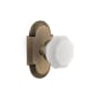 Nostalgic Warehouse Cottage Solid Brass Rose Passage Door Knob Set with White Milk Glass Waldorf Knob and 2-3/4" Backset Antique Brass