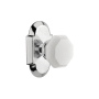 Nostalgic Warehouse Cottage Solid Brass Rose Passage Door Knob Set with White Milk Glass Waldorf Knob and 2-3/4" Backset Bright Chrome