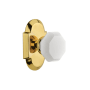 Nostalgic Warehouse Cottage Solid Brass Rose Passage Door Knob Set with White Milk Glass Waldorf Knob and 2-3/4" Backset Polished Brass