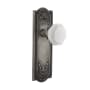 Nostalgic Warehouse Meadows Solid Brass Rose Passage Door Knob Set with White Milk Glass Waldorf Knob and 2-3/4" Backset Antique Pewter