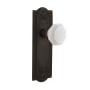 Nostalgic Warehouse Meadows Solid Brass Rose Passage Door Knob Set with White Milk Glass Waldorf Knob and 2-3/4" Backset Oil-Rubbed Bronze