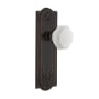 Nostalgic Warehouse Meadows Solid Brass Rose Passage Door Knob Set with White Milk Glass Waldorf Knob and 2-3/4" Backset Timeless Bronze