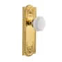 Nostalgic Warehouse Meadows Solid Brass Rose Passage Door Knob Set with White Milk Glass Waldorf Knob and 2-3/4" Backset Unlacquered Brass