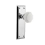 Nostalgic Warehouse New York Solid Brass Rose Passage Door Knob Set with White Milk Glass Waldorf Knob and 2-3/4" Backset Bright Chrome