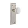 Nostalgic Warehouse New York Solid Brass Rose Passage Door Knob Set with White Milk Glass Waldorf Knob and 2-3/4" Backset Satin Nickel