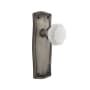 Nostalgic Warehouse Prairie Solid Brass Rose Passage Door Knob Set with White Milk Glass Waldorf Knob and 2-3/4" Backset Antique Pewter