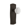 Nostalgic Warehouse Prairie Solid Brass Rose Passage Door Knob Set with White Milk Glass Waldorf Knob and 2-3/4" Backset Oil-Rubbed Bronze