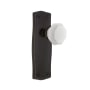 Nostalgic Warehouse Prairie Solid Brass Rose Passage Door Knob Set with White Milk Glass Waldorf Knob and 2-3/4" Backset Timeless Bronze