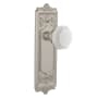 Nostalgic Warehouse Egg & Dart Solid Brass Rose Single Dummy Door Door Knob Set with White Milk Glass Waldorf Knob Satin Nickel