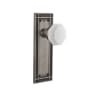 Nostalgic Warehouse Mission Solid Brass Rose Dummy Door Knob Set with White Milk Glass Waldorf Knob Antique Pewter