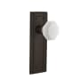 Nostalgic Warehouse Mission Solid Brass Rose Dummy Door Knob Set with White Milk Glass Waldorf Knob Oil-Rubbed Bronze