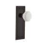 Nostalgic Warehouse Mission Solid Brass Rose Dummy Door Knob Set with White Milk Glass Waldorf Knob Timeless Bronze