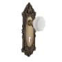 Nostalgic Warehouse Victorian Solid Brass Rose Dummy Door Knob Set with White Milk Glass Waldorf Knob and Decorative Keyhole Antique Brass