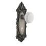 Nostalgic Warehouse Victorian Solid Brass Rose Dummy Door Knob Set with White Milk Glass Waldorf Knob and Decorative Keyhole Antique Pewter