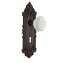 Nostalgic Warehouse Victorian Solid Brass Rose Dummy Door Knob Set with White Milk Glass Waldorf Knob and Decorative Keyhole Timeless Bronze
