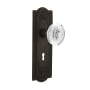 Nostalgic Warehouse Vintage Crystal Egg and Dart Passage Door Knob Set with Meadows Rose, 2-3/4" Backset and Decorative Keyhole Oil-Rubbed Bronze