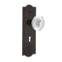 Nostalgic Warehouse Vintage Crystal Egg and Dart Passage Door Knob Set with Meadows Rose, 2-3/4" Backset and Decorative Keyhole Timeless Bronze