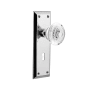 Nostalgic Warehouse Vintage Crystal Egg and Dart Passage Door Knob Set with New York Rose, 2-3/8" Backset and Decorative Keyhole Bright Chrome