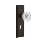 Nostalgic Warehouse Vintage Crystal Egg and Dart Passage Door Knob Set with New York Rose, 2-3/8" Backset and Decorative Keyhole Oil-Rubbed Bronze