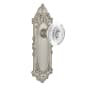 Nostalgic Warehouse Vintage Crystal Egg and Dart Privacy Door Knob Set with Victorian Rose and 2-3/4" Backset Satin Nickel