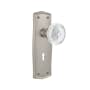 Nostalgic Warehouse Vintage Crystal Meadows Vintage Skeleton Key Retrofit Door Knob Set with Prairie Rose Satin Nickel